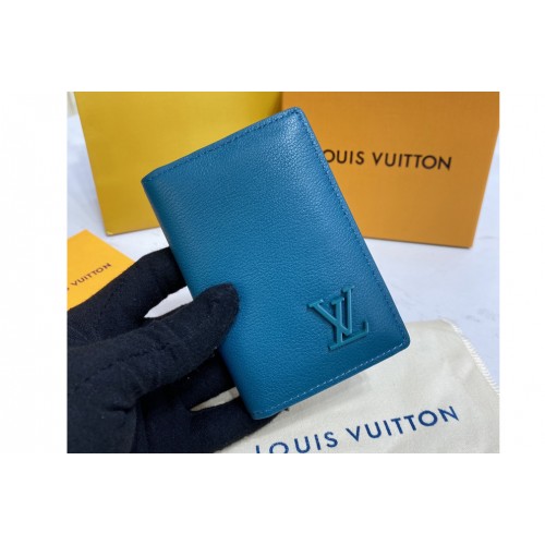 Louis Vuitton M81028 Pocket Organizer wallet Blue Aerogram cowhide leather Louis Vuitton M81028 Pocket Organizer wallet Blue Aerogram cowhide leather