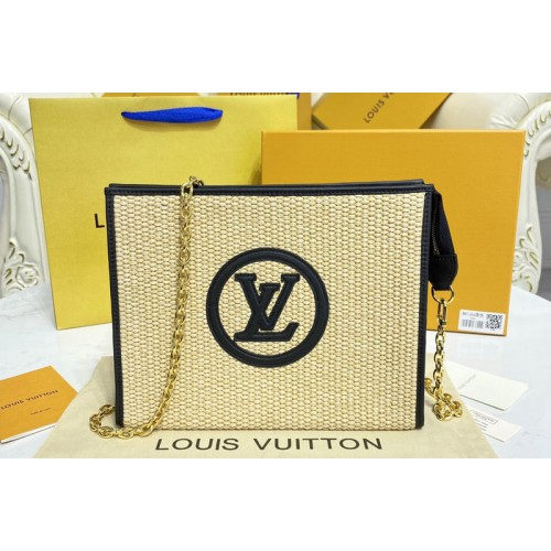 Louis Vuitton M81366 Toiletry Pouch on Chain in Natural Black Raffia Louis Vuitton M81366 Toiletry Pouch on Chain in Natural Black Raffia