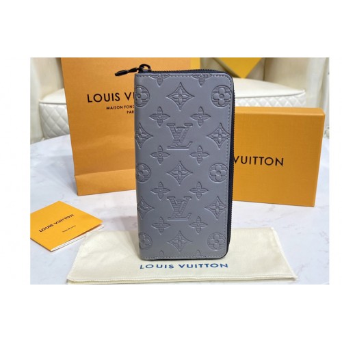 Louis Vuitton M81384 Zippy Vertical wallet in gray Monogram Shadow calf leather Louis Vuitton M81384 Zippy Vertical wallet in gray Monogram Shadow calf leather