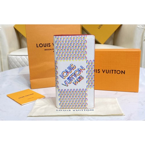 Louis Vuitton M81405 Brazza Wallet in White Damier Spray cowhide leather Louis Vuitton M81405 Brazza Wallet in White Damier Spray cowhide leather