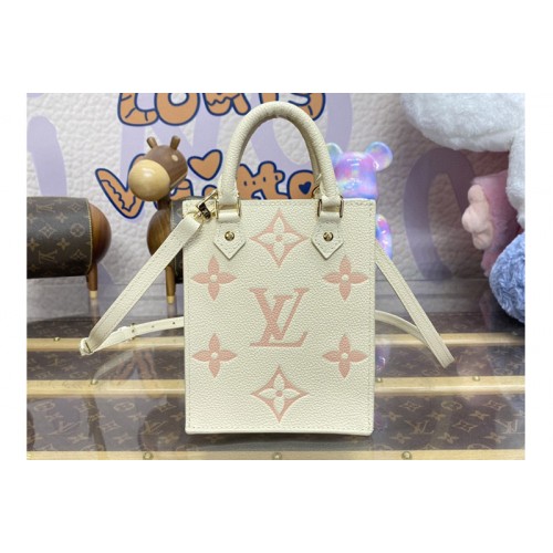 Louis Vuitton M81417 Petit Sac Plat Bag in White Pink Monogram Empreinte Leather Louis Vuitton M81417 Petit Sac Plat Bag in White Pink Monogram Empreinte Leather