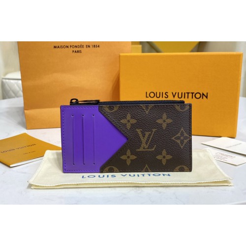 Louis Vuitton M81627 Coin Card Holder in Monogram Macassar coated canvas With Purple Louis Vuitton M81627 Coin Card Holder in Monogram Macassar coated canvas With Purple