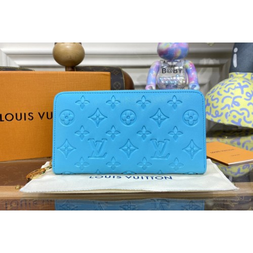 Louis Vuitton M81512 Zippy Wallet in Blue Monogram-embossed lambskin Louis Vuitton M81512 Zippy Wallet in Blue Monogram-embossed lambskin