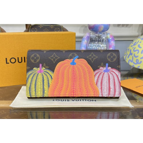 Louis Vuitton M82114 x YK Sarah Wallet in Monogram coated canvas with Pumpkin print Louis Vuitton M82114 x YK Sarah Wallet in Monogram coated canvas with Pumpkin print