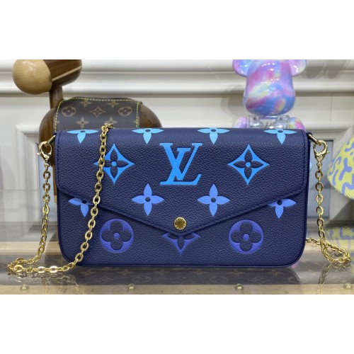 Louis Vuitton M82349 Felicie Pochette Bag in Gradient Blue Monogram Empreinte embossed supple grained cowhide leather Louis Vuitton M82349 Felicie Pochette Bag in Gradient Blue Monogram Empreinte embossed supple grained cowhide leather