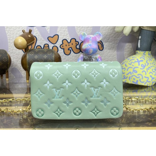 Louis Vuitton M82474 Pochette Coussin Bag in Sauge Green Monogram-embossed puffy lambskin Louis Vuitton M82474 Pochette Coussin Bag in Sauge Green Monogram-embossed puffy lambskin