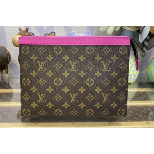 Louis Vuitton M82858 Pochette Voyage MM pouch in Monogram Macassar coated canvas With Pink Louis Vuitton M82858 Pochette Voyage MM pouch in Monogram Macassar coated canvas With Pink