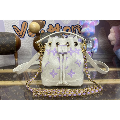 Louis Vuitton M82933 Nano Noe Bucket Bag in White Purple Monogram Empreinte leather Louis Vuitton M82933 Nano Noe Bucket Bag in White Purple Monogram Empreinte leather
