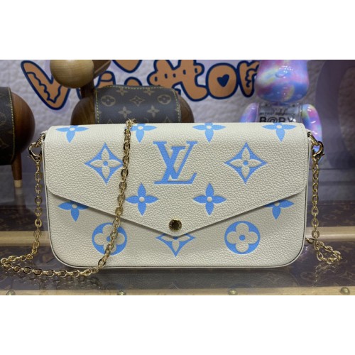 Louis Vuitton M83025 Felicie Pochette Bag in White Blue Monogram Empreinte leather Louis Vuitton M83025 Felicie Pochette Bag in White Blue Monogram Empreinte leather