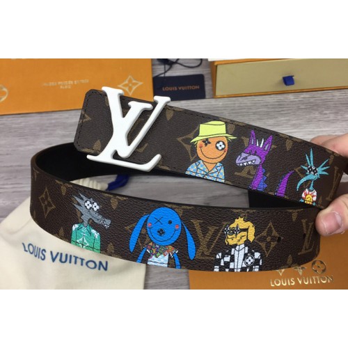 Louis Vuitton MP291T Shape 40mm reversible belt in Monogram canvas and leather With White Buckle Louis Vuitton MP291T Shape 40mm reversible belt in Monogram canvas and leather With White Buckle