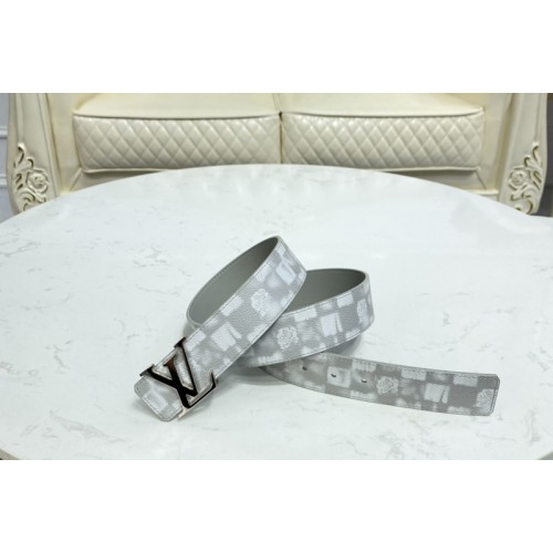 Louis Vuitton MP300V Initiales 40mm reversible belt in Silver Damier Salt canvas Louis Vuitton MP300V Initiales 40mm reversible belt in Silver Damier Salt canvas