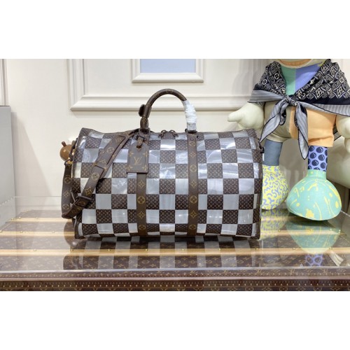 Louis Vuitton M20864 keepall bandouliere 50 Bag in Monogram Chess coated canvas and PVC Louis Vuitton M20864 keepall bandouliere 50 Bag in Monogram Chess coated canvas and PVC