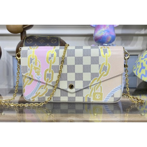 Louis Vuitton N40466 Felicie Pochette Bag in Damier Azur coated canvas Louis Vuitton N40466 Felicie Pochette Bag in Damier Azur coated canvas