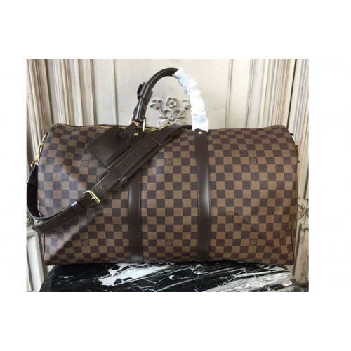 Louis Vuitton N41427 Keepall Bandouliere 50 Travel Bag in Damier Ebene Canvas Louis Vuitton N41427 Keepall Bandouliere 50 Travel Bag in Damier Ebene Canvas