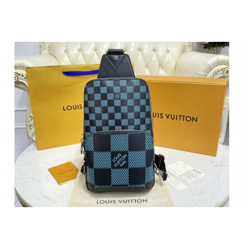 Louis Vuitton N50038 Avenue Slingbag bag in Green and black Damier Infini 3D cowhide leather Louis Vuitton N50038 Avenue Slingbag bag in Green and black Damier Infini 3D cowhide leather