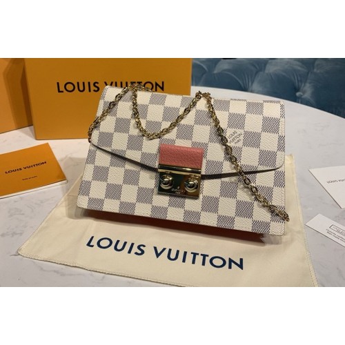 Louis Vuitton N60358 Croisette chain wallet in Damier Azur canvas With Rose Papaye Pink Leather Louis Vuitton N60358 Croisette chain wallet in Damier Azur canvas With Rose Papaye Pink Leather