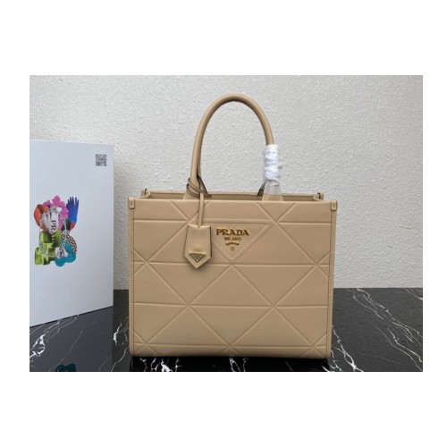Prada 1BA378 Medium leather Prada Symbole bag with topstitching in Beige Leather Prada 1BA378 Medium leather Prada Symbole bag with topstitching in Beige Leather