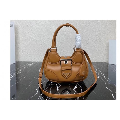 Prada 1BA381 Prada Moon padded nappa-leather bag in Brown Leather Prada 1BA381 Prada Moon padded nappa-leather bag in Brown Leather