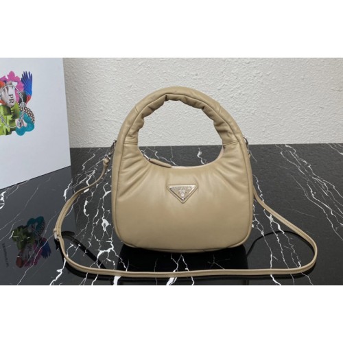 Prada 1BA384 Prada Soft padded nappa leather mini-bag in Beige Leather Prada 1BA384 Prada Soft padded nappa leather mini-bag in Beige Leather