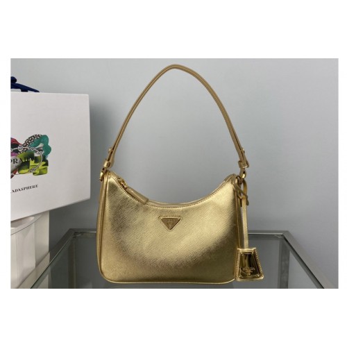 Prada 1BC204 Prada Re-Edition 2005 Saffiano leather bag in Gold Leather Prada 1BC204 Prada Re-Edition 2005 Saffiano leather bag in Gold Leather