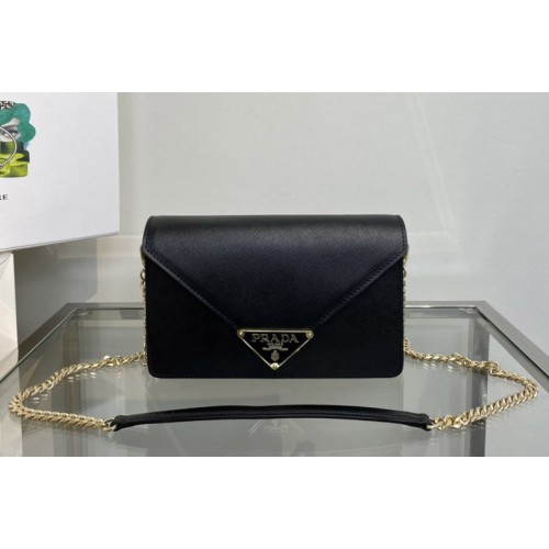 Prada 1BD318 Saffiano leather shoulder bag in Black Leather Prada 1BD318 Saffiano leather shoulder bag in Black Leather