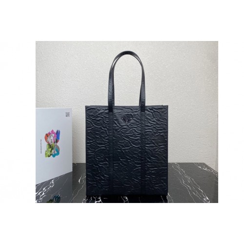 Prada 1BG587 Medium antique nappa leather tote Bag in Black Leather Prada 1BG587 Medium antique nappa leather tote Bag in Black Leather