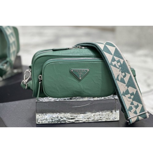 Prada 1BH198 Nappa antique leather multi-pocket shoulder bag in Green Leather Prada 1BH198 Nappa antique leather multi-pocket shoulder bag in Green Leather