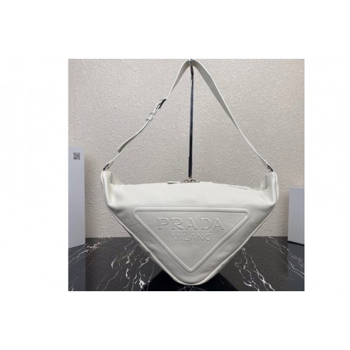 Prada 2VY007 Large leather Prada Triangle bag in White Leather Prada 2VY007 Large leather Prada Triangle bag in White Leather
