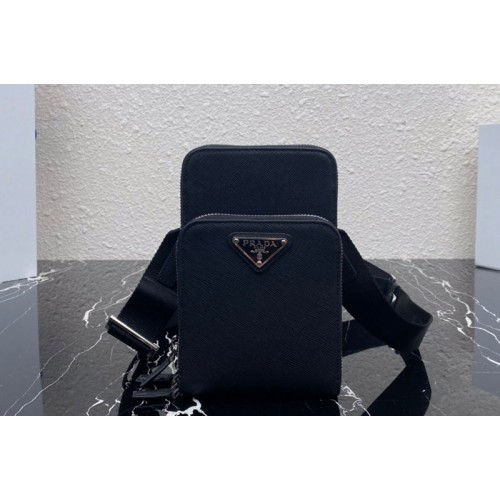 Prada 2ZH126 Saffiano leather smartphone case in Black Leather Prada 2ZH126 Saffiano leather smartphone case in Black Leather