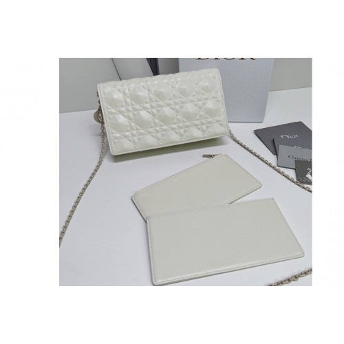 Christian Dior S0204 Lady Dior pouch in White Cannage Calfskin with Diamond Motif Christian Dior S0204 Lady Dior pouch in White Cannage Calfskin with Diamond Motif