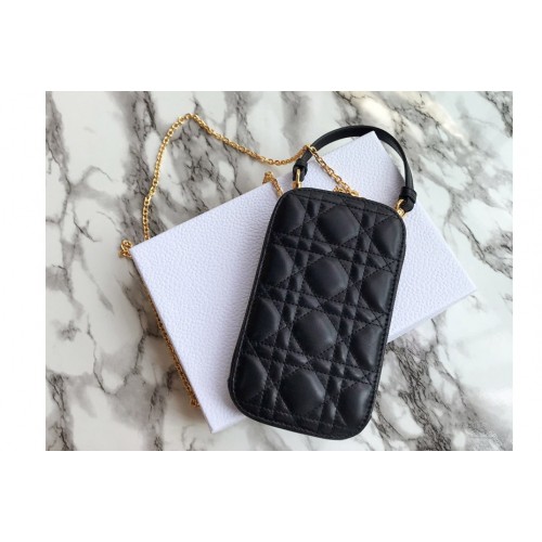 Dior S0872 Lady Dior phone holder in Black Cannage Lambskin Dior S0872 Lady Dior phone holder in Black Cannage Lambskin