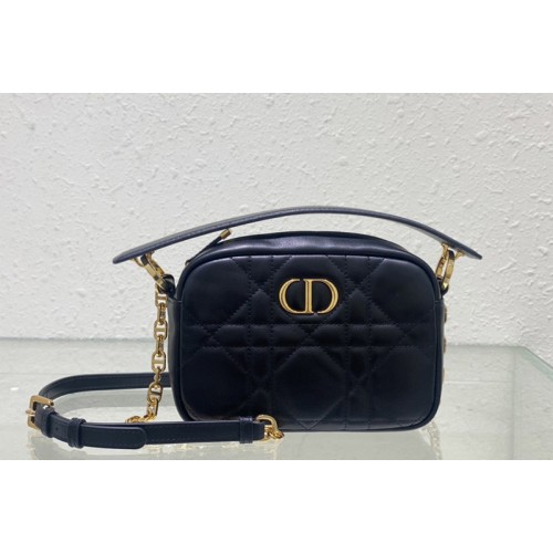 Dior M3352 Small Dior Caro Top Handle Camera Bag in Black Macrocannage Calfskin Dior M3352 Small Dior Caro Top Handle Camera Bag in Black Macrocannage Calfskin