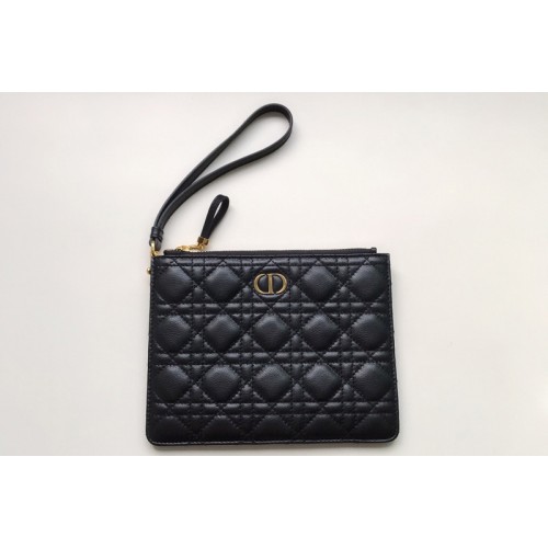 Christian Dior S5085 Small Dior Caro Daily pouch in Black Supple Cannage Calfskin Christian Dior S5085 Small Dior Caro Daily pouch in Black Supple Cannage Calfskin