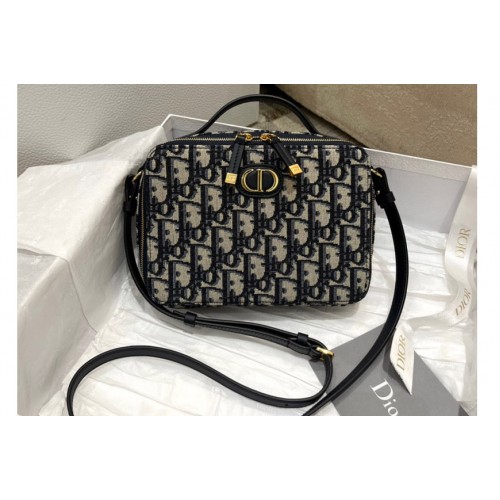 Dior S5140 Dior Caro box bag with chain in Blue Dior Oblique Jacquard Dior S5140 Dior Caro box bag with chain in Blue Dior Oblique Jacquard