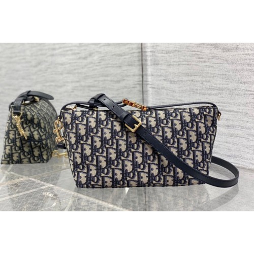 Dior S5554 Medium DiorTravel Nomad Pouch in Blue Dior Oblique Jacquard Dior S5554 Medium DiorTravel Nomad Pouch in Blue Dior Oblique Jacquard