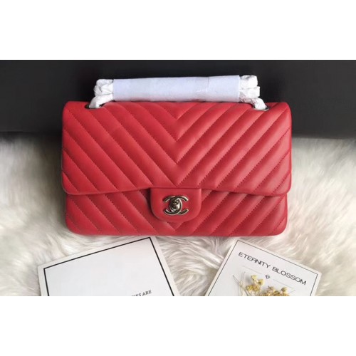 Chanel Flap Bag Original Chevron Sheepskin Leather 1112 Red Silver Hardware Chanel Flap Bag Original Chevron Sheepskin Leather 1112 Red Silver Hardware
