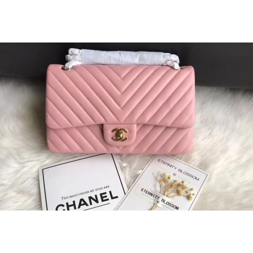 Chanel Flap Bag Original Chevron Sheepskin Leather 1112 Pink Gold Chain Chanel Flap Bag Original Chevron Sheepskin Leather 1112 Pink Gold Chain