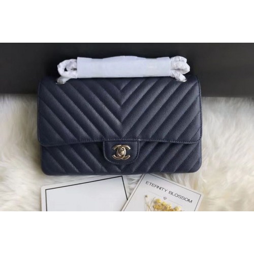 Chanel Original Calfskin Leather Flap Bag CF1112 Dark Blue Silver Chain Chanel Original Calfskin Leather Flap Bag CF1112 Dark Blue Silver Chain