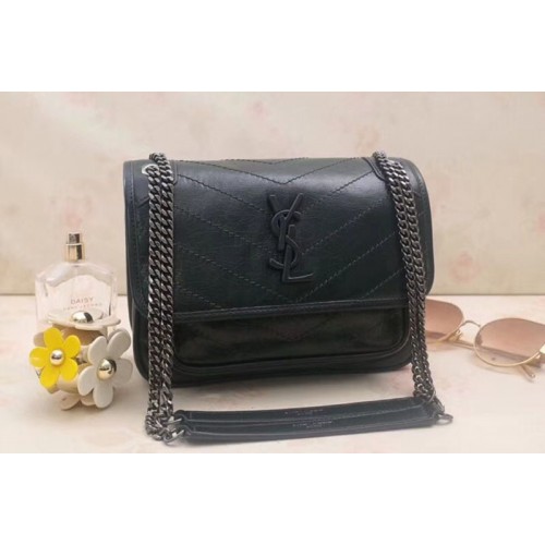 YSL Niki Baby In Crinkled Vintage Leather Dark Green YSL Niki Baby In Crinkled Vintage Leather Dark Green