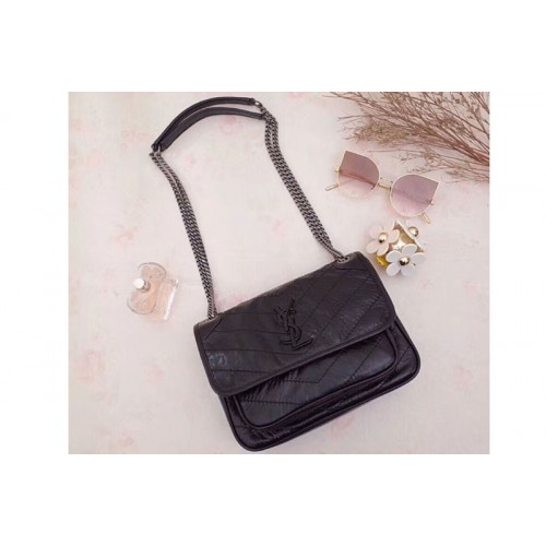 YSL Niki Baby In Crinkled Vintage Leather Black YSL Niki Baby In Crinkled Vintage Leather Black