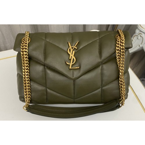 YSL LOULOU PUFFER SMALL BAG IN Olive Green QUILTED LAMBSKIN YSL LOULOU PUFFER SMALL BAG IN Olive Green QUILTED LAMBSKIN