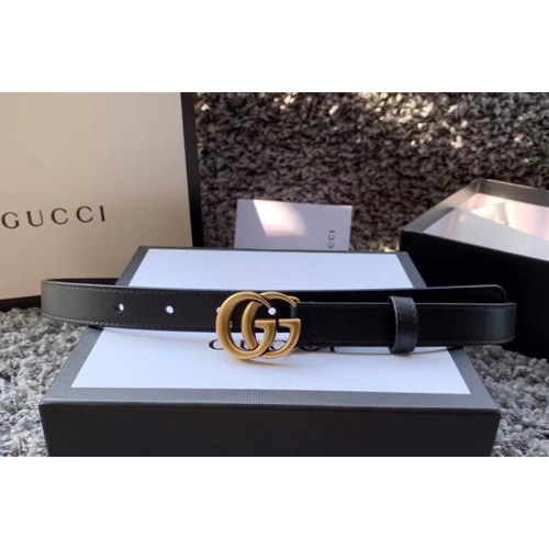 Womens Gucci 20mm Leather belt with Gold Double G buckle in Black Leather Womens Gucci 20mm Leather belt with Gold Double G buckle in Black Leather