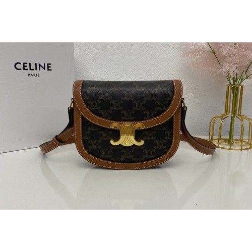 Celine BESACE CLEA Bag IN TRIOMPHE CANVAS AND Tan CALFSKIN Celine BESACE CLEA Bag IN TRIOMPHE CANVAS AND Tan CALFSKIN