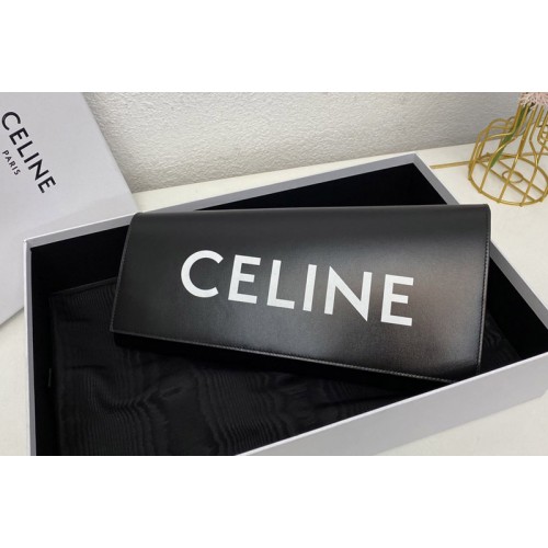 Celine ASYMETRIC CLUTCH bag IN BLACK SHINY CALFSKIN WITH CELINE PRINT Celine ASYMETRIC CLUTCH bag IN BLACK SHINY CALFSKIN WITH CELINE PRINT