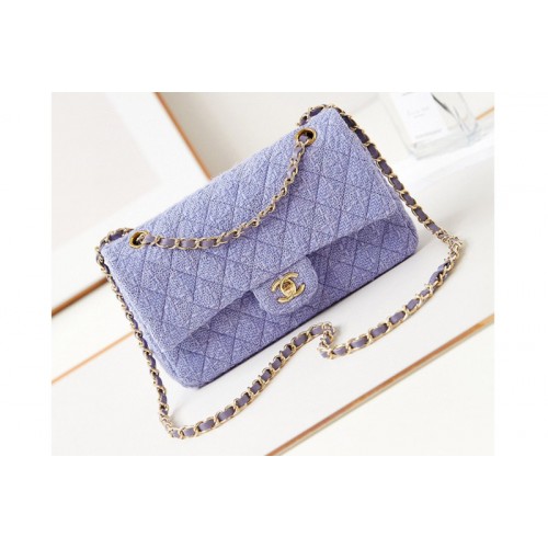 Chanel A01112 Classic 11.12 Handbag in Blue Wool Tweed Chanel A01112 Classic 11.12 Handbag in Blue Wool Tweed