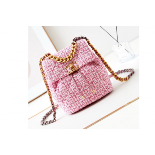 Chanel 19 Backpack AS4223 in Pink Wool Tweed Chanel 19 Backpack AS4223 in Pink Wool Tweed