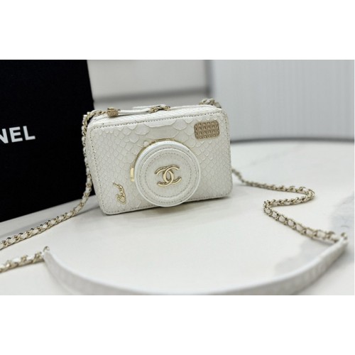 Chanel AS4817 Camera Bag in White Snake Leather Chanel AS4817 Camera Bag in White Snake Leather