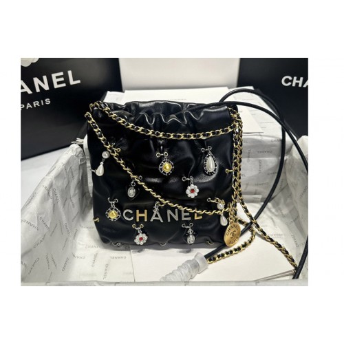 Chanel 22 Mini Handbag AS3980 in Black Shiny Lambskin Chanel 22 Mini Handbag AS3980 in Black Shiny Lambskin