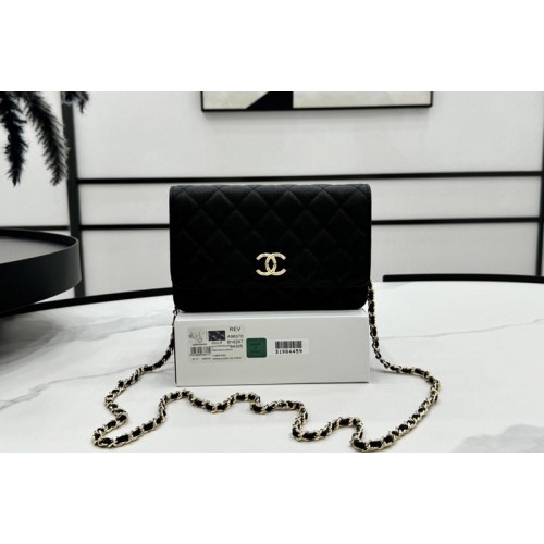 Chanel AP3971 Wallet on Chain Bag in Black Grained Shiny Calfskin Chanel AP3971 Wallet on Chain Bag in Black Grained Shiny Calfskin