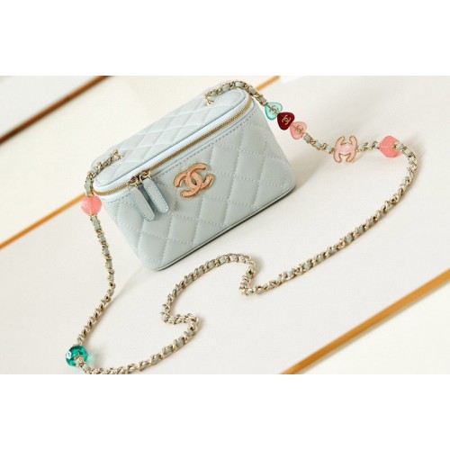 Chanel AP3784 Clutch With Chain Bag in Light Blue Lambskin Chanel AP3784 Clutch With Chain Bag in Light Blue Lambskin